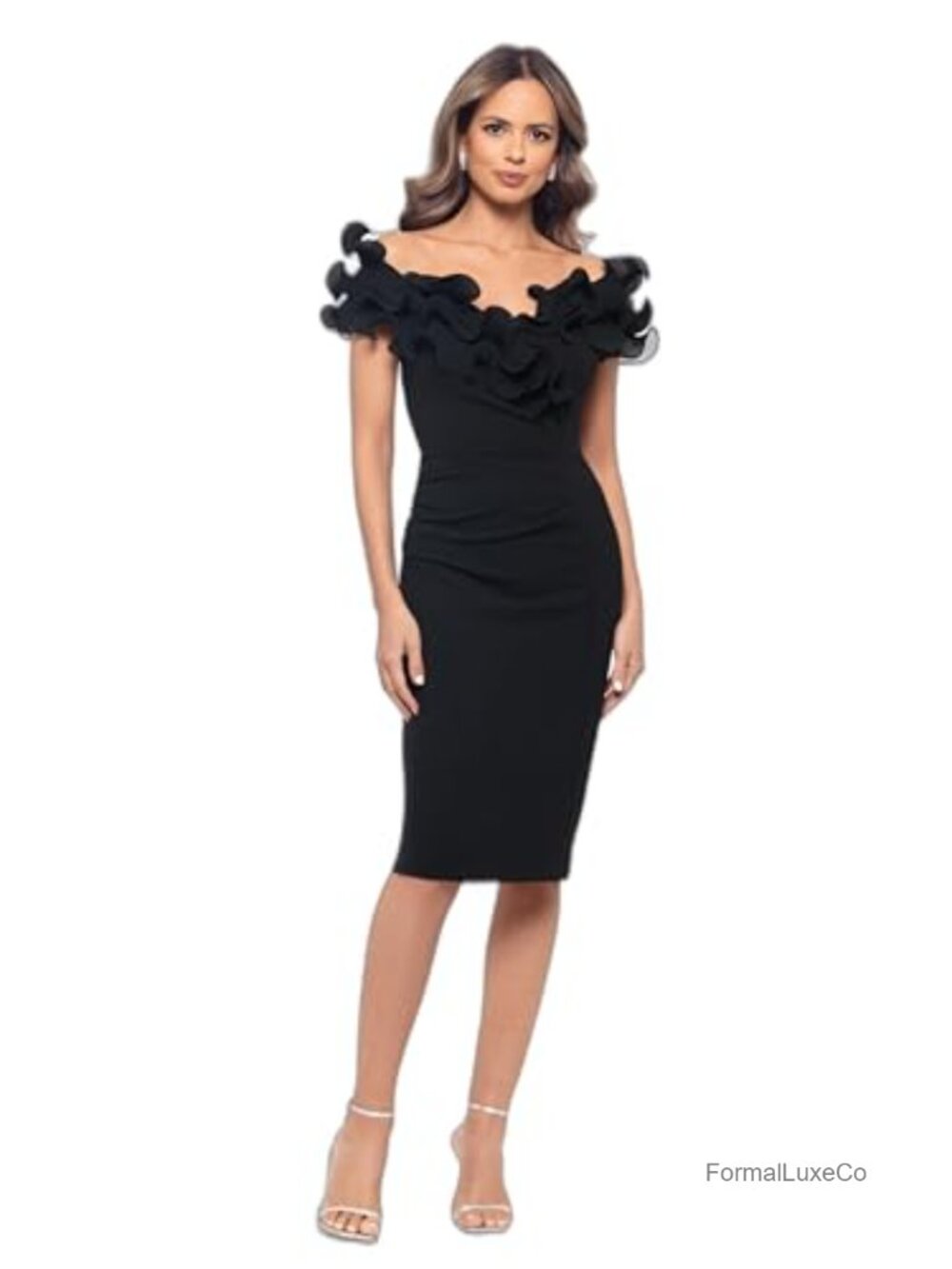 Xscape Velvet Sweetheart Neck Long Slit Dress
